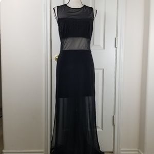 Tower USA Black Mesh Maxi Dress Sz L Embellished